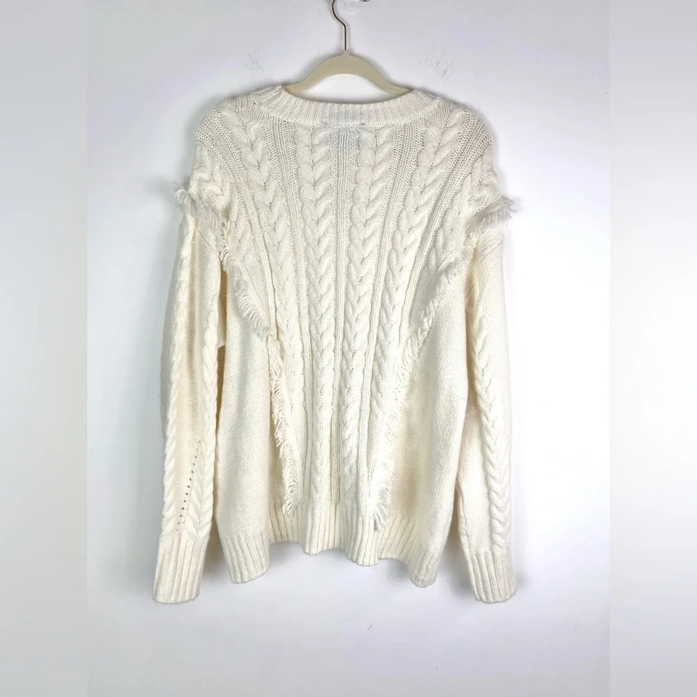 Lane Bryant size 18/20 Ivory Fringe Cable Knit Cozy Fall Pullover Sweater - Picture 2 of 8